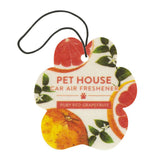 Pet House car air freshener with grapefruit design on a white background