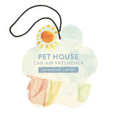 Pet House car air freshener with sunwashed cotton scent on a white background
