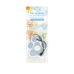 Pet House car air freshener packaging with paw design on a white background