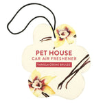 Pet House car air freshener with vanilla crème brèle fragrance on a white background