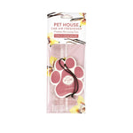 Pet House car air freshener packaging with paw design on a white background