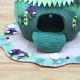 Woollyfelt Cat Cave with Berries Design and Mat