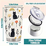 Cat Flowers Rainbows Stainless Steel Tumbler 20oz