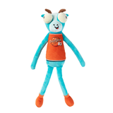 A plush toy shaped like a cartoon goat or antelope wearing an orange basketball jersey with the text 'FuzzYard 83' on a plain white background.