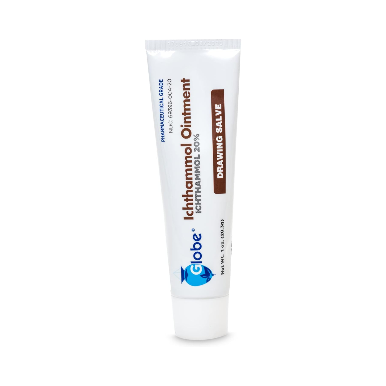 Tube of Globe Ichthammol Ointment on a white background