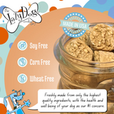 Bag of Muttillows dog treats with colorful design