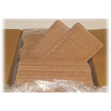 Stack of brown cardboard boxes with a clear plastic bag underneath on a white background