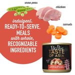 Tiki Dog pet food product with ingredients and text on a white background