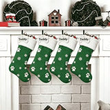 Velvet Embroidered Paw & Snowflake Stocking
