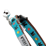 The Worthy Cat Squirrely Teal Cat Collar