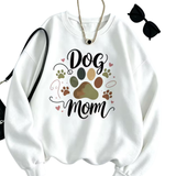 Dog Mom Earth Tone Pawprints Sweatshirt White