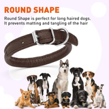 Dogline Soft Round Leather Collar Dark Brown