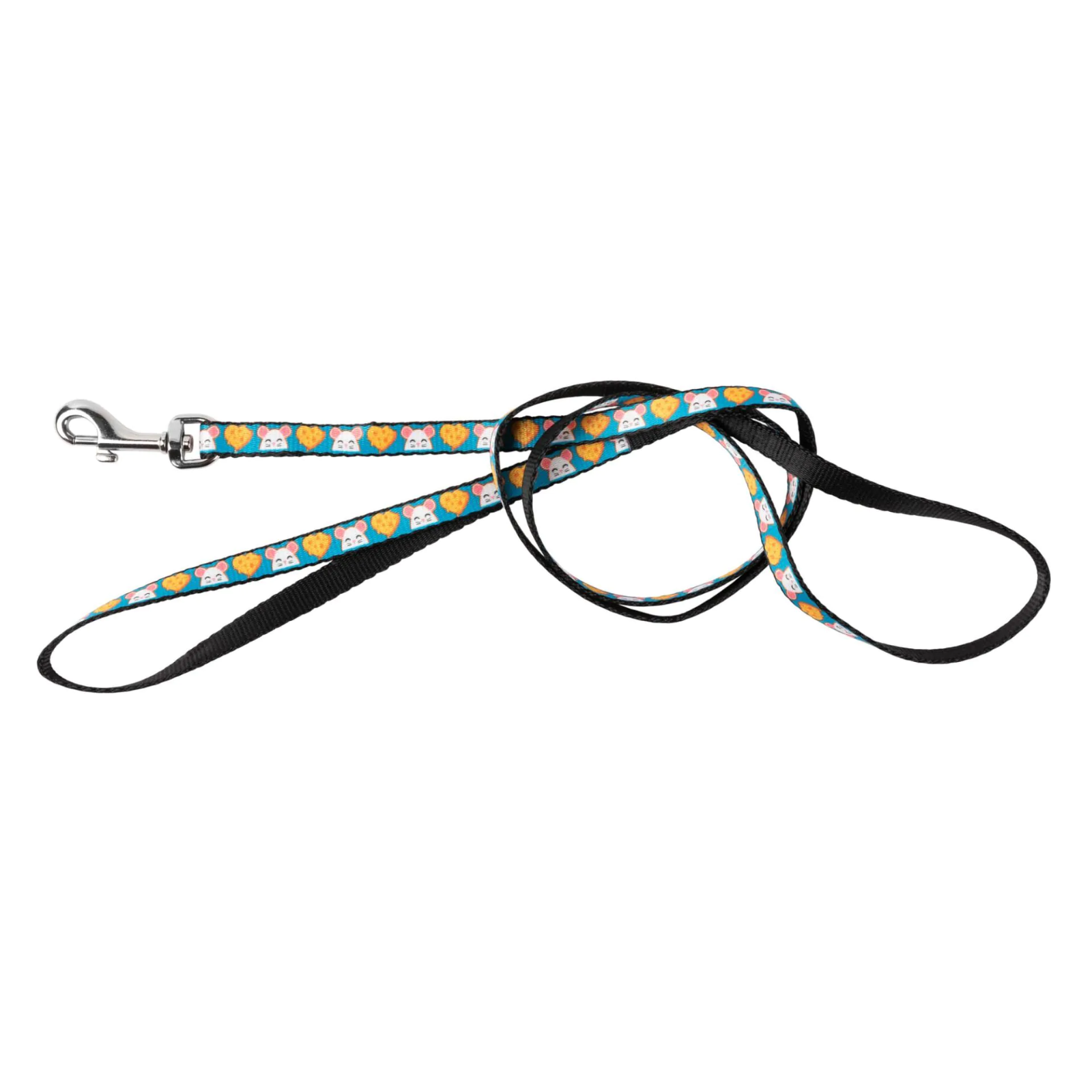 Dog leash with colorful pattern on a white background