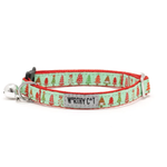 Cat collar with Christmas tree pattern on a white background