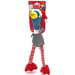 Dog toy resembling a cartoon character with packaging on a white background