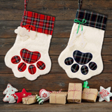 Plush Plaid Paw Stocking