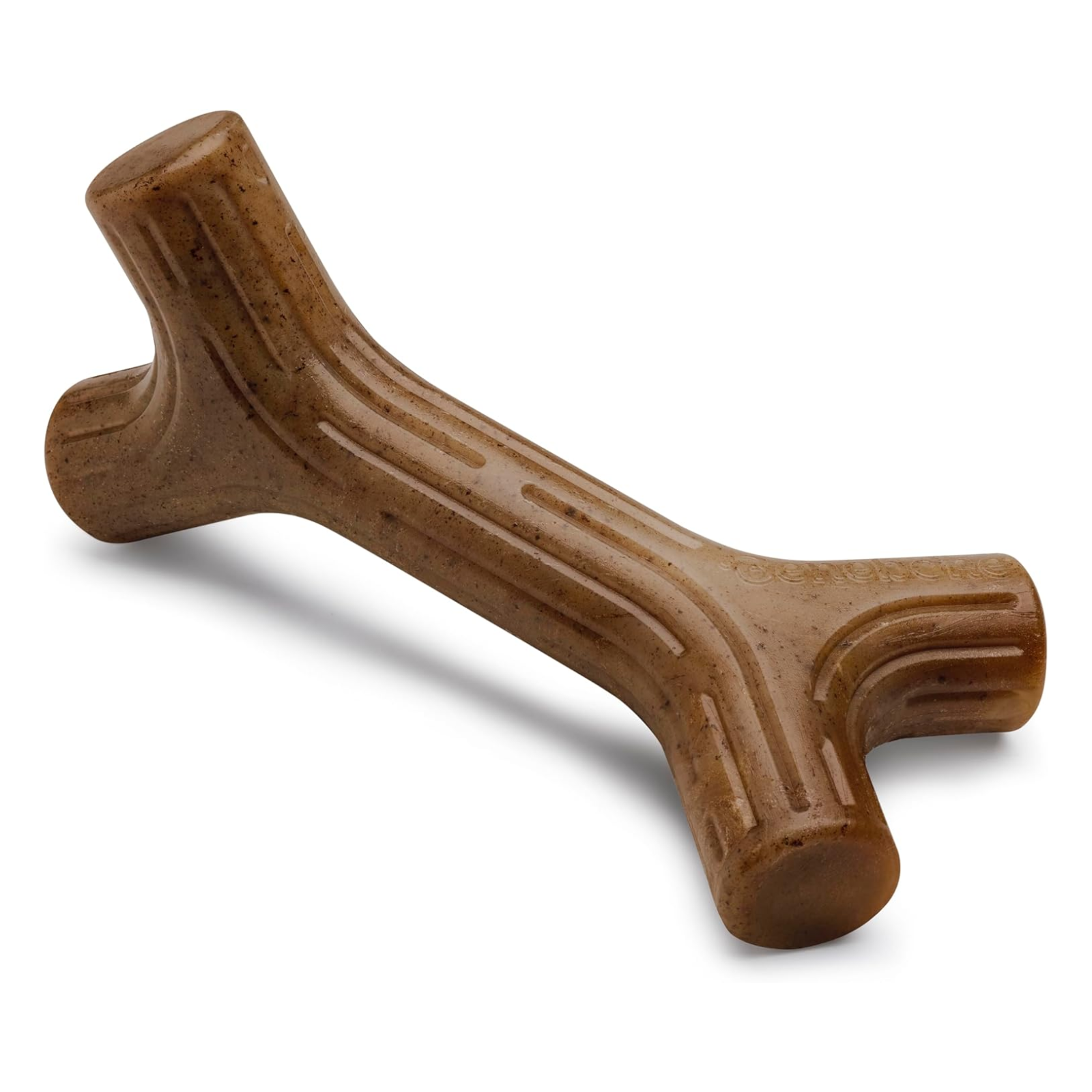 Brown dog chew toy on a white background