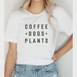 Coffee Dogs Plants  Graphic T-Shirt White