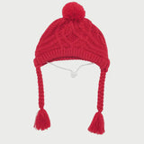 Winter Pom Hat with Braids Red