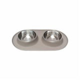 Messy Mutts Double Feeder Grey