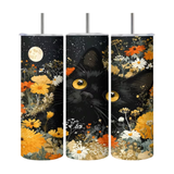 Black Cat Under Moonlight & Flowers Insulated Tumbler 20oz
