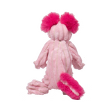 Pink plush toy with bright pink pom-poms on a white background
