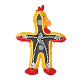 Plush toy resembling a rooster on a white background