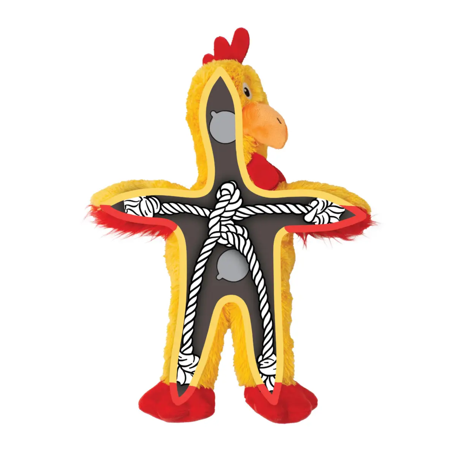Plush toy resembling a rooster on a white background