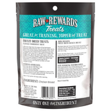 Raw Rewards Treats packaging with chicken breast flavor on a white background