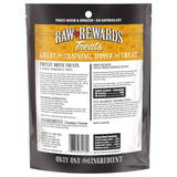 Raw Rewards Treats packaging with yellow and black design