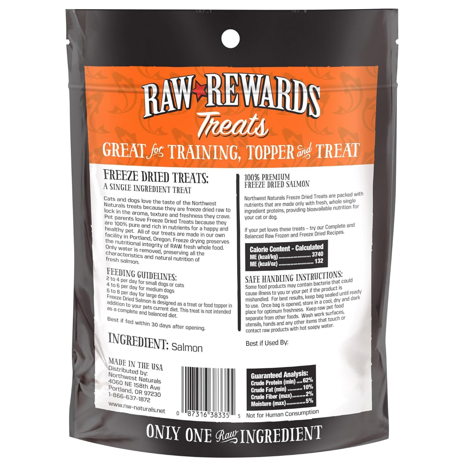Raw Rewards Treats packaging with orange and black design
