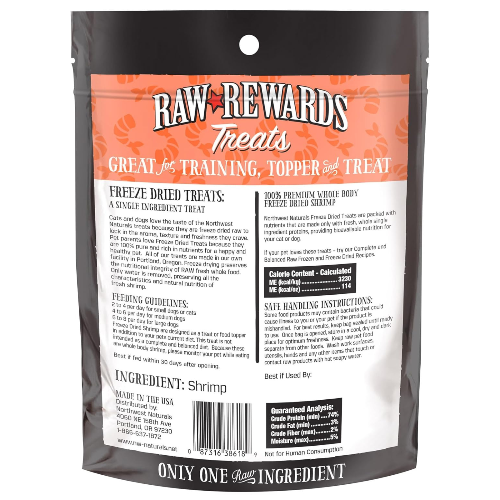 Raw Rewards Treats packaging with orange and black design