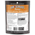 Raw Rewards Treats package with orange and black design on a white background