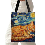 Orange Cat Starry Night Tote Bag