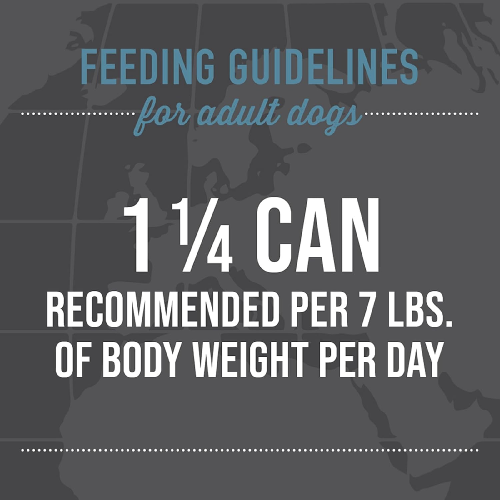 Feeding guidelines for adult dogs displayed on a gray background with dog images.