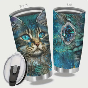 Blue Majestic Cat Thermal Tumbler 20oz