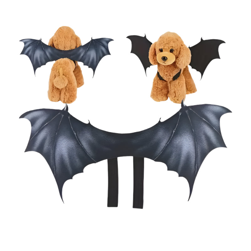 Plush dog with bat wings on a white background