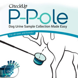 CheckUp P-Pole product packaging for dog urine sample collection on a white background