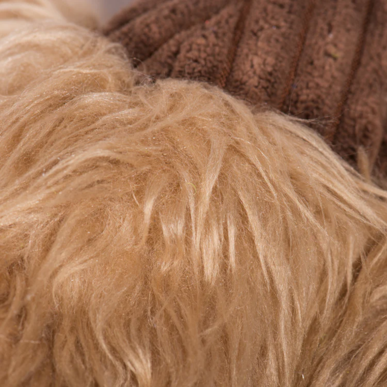 Close-up of brown and beige yarn