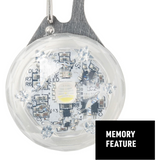 Close-up of a LED light bulb with visible circuitry on a white background, featuring the word 'MEMORY'.