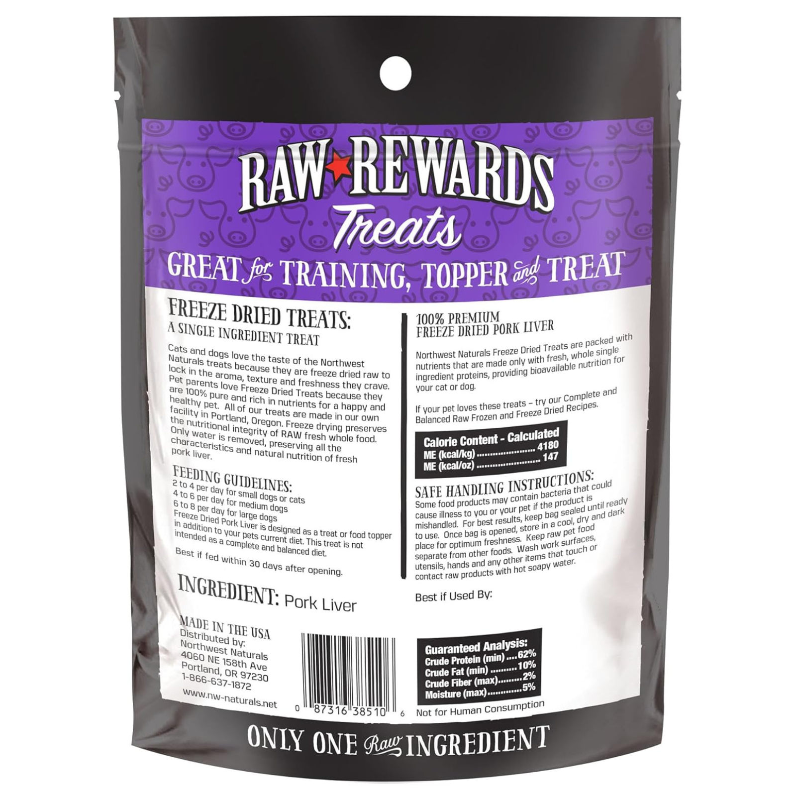 Raw Rewards Treats packaging with purple label on a white background