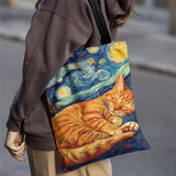 Orange Cat Starry Night Tote Bag