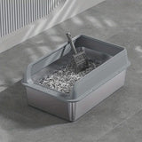 Stainless Steel Litter Box with High Sides and Scoop