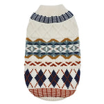 Knitted dog sweater with a pattern on a white background