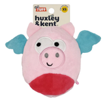 Pink pig-shaped toy with blue wings on a white background, featuring Huxley & Kent branding.