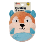 Plush dog toy with fox design on a white background, featuring 'huxley & kent' branding.