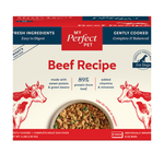 A box of My Perfect Pet Beef Recipe dog food, 8 bars individually wrapped, shown on a clean white background.