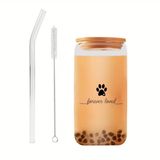 Forever Loved Paw Print Glass Tumbler