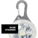 Light with a carabiner attachment on a white background