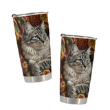 Tabby Cat On Quilt Stainless Steel Tumbler